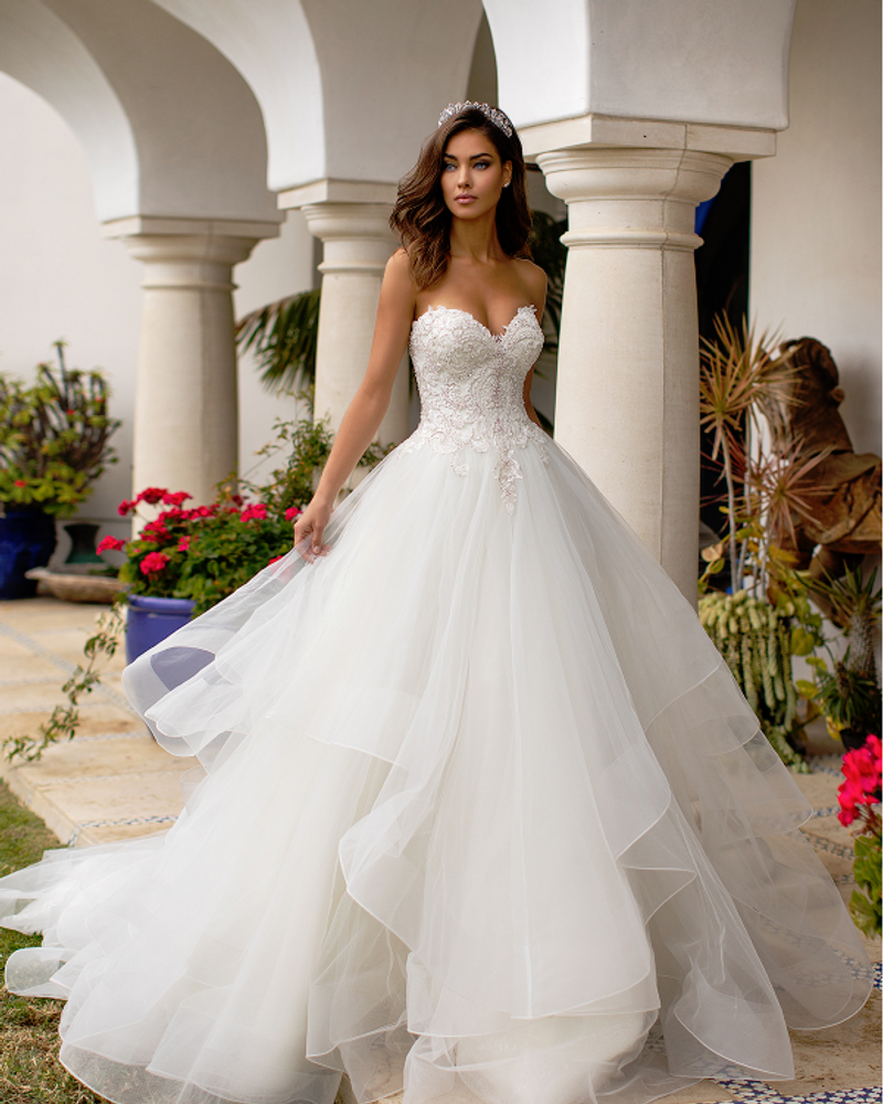 Moonlight Bridal H1548 Crepe Lace Wedding Dress - Eternal Love Bridal -  Gold Coast Wedding Dresses and Brisbane